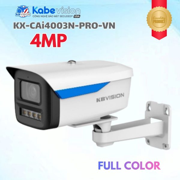 Camera IP thân trụ Kabevision KX-CAi4003N-PRO-VN 4MP Full Color - LED 50m, Phân biệt người & xe, Tích hợp Mic, Hỗ trợ thẻ nhớ up to 256GB