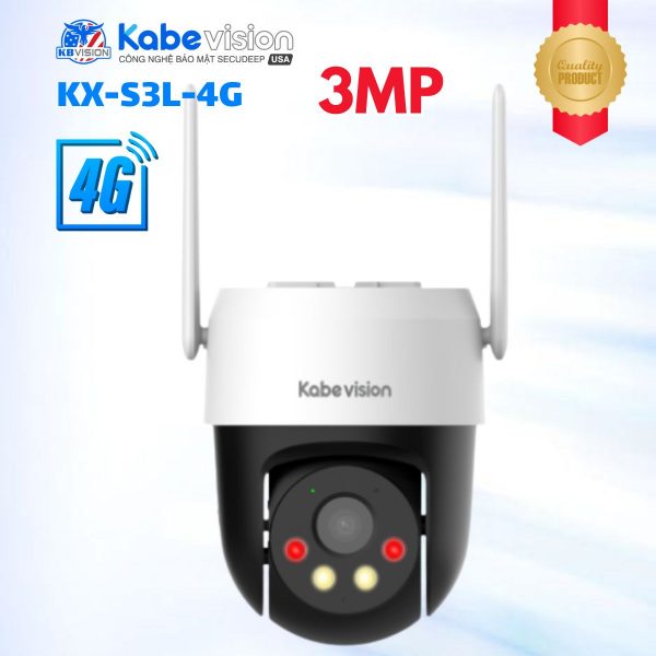 Camera 4G quay quét Kabevision KX-S3L-4G 3MP,  Đàm thoại 2 chiều, Phát hiện người&xe, Tích hợp còi hú & Đèn chớp, Auto Tracking, LED/IR30m