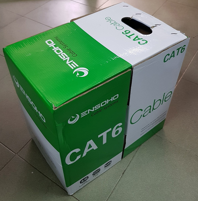 Cáp mạng Ensoho Cat6e UTP CCA Vỏ PVC- 04 cặp lõi dây 24AWG/0.51mm