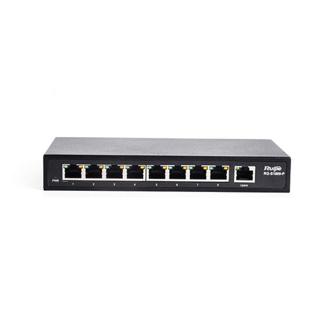 Thiết bị mạng HUB Switch Ruijie RG-S1809-P ổ chia mạng 8 cổng 10/100BASE-T