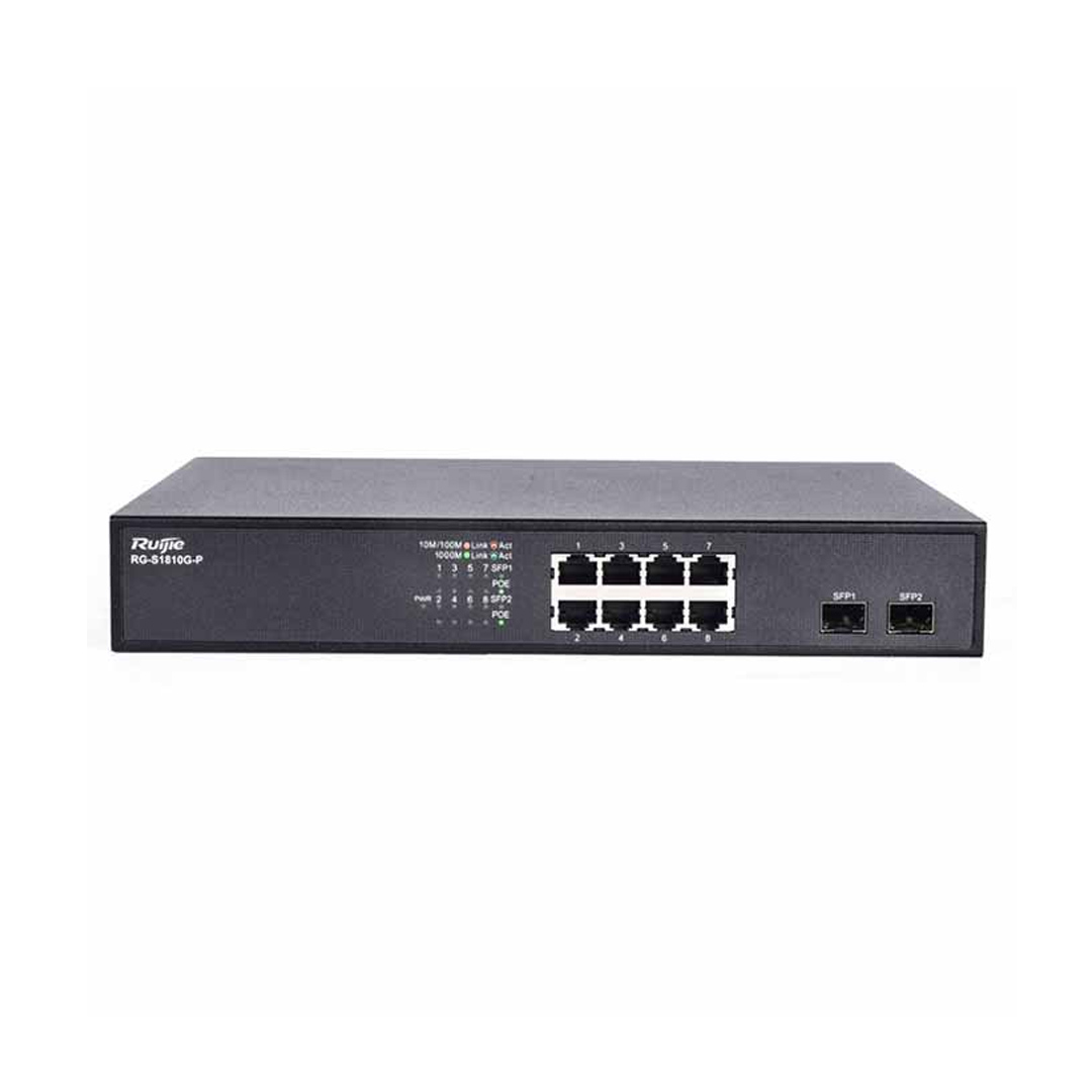 Thiết bị mạng HUB Switch Ruijie RG-S1810G-P ổ chia mạng 8 cổng 10/100BASE-T