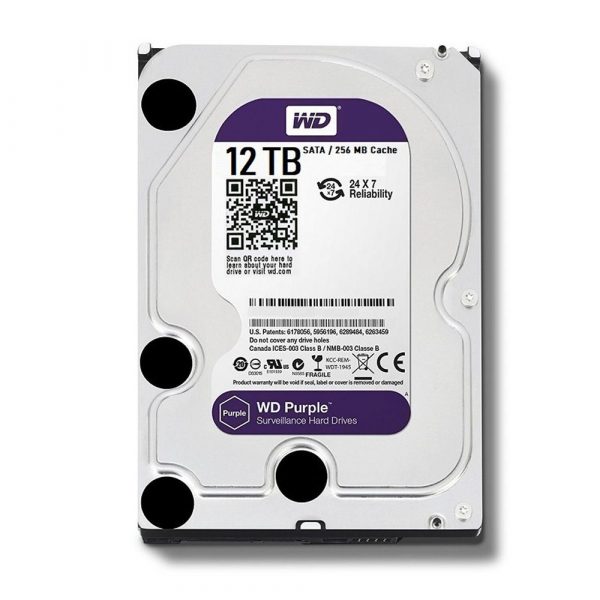 HDD Western Purple WD121PURZ 12TB 3.5" SATA 3/ 256MB Cache/ 7200RPM dòng ổ cứng chuyên dụng cho camera,(chính hãng)