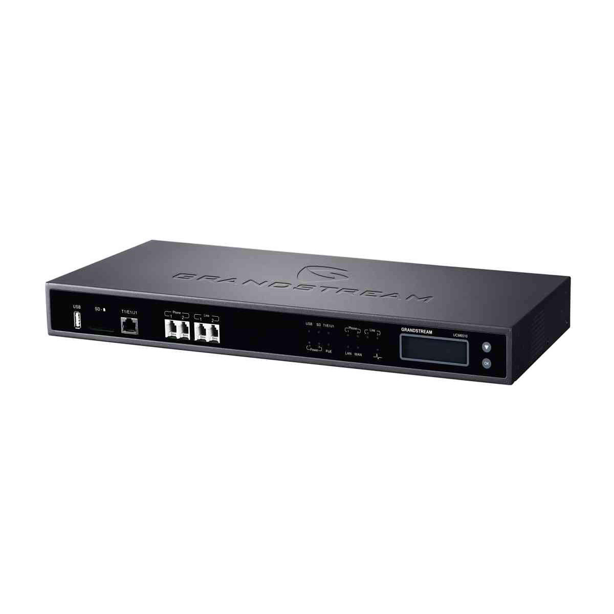 Tổng đài IP công ty Grandstream UCM6510 tích hợp cổng E1, 2 cổng FXO, 2 cổng FXS, 2000 SIP Extension