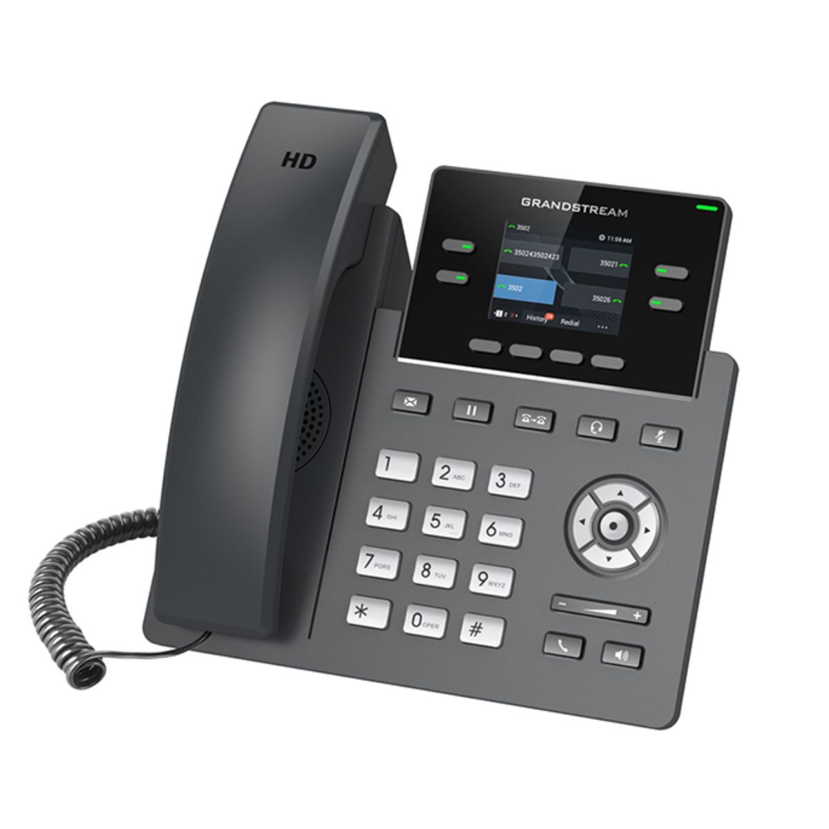 Máy điện thoại VoIP wifi để bàn Grandstream GRP2612W hỗ trợ 2 tài khoản, 2 cổng mạng 10/100/1000 Mbps, đàm thoại hội nghị 3 bên