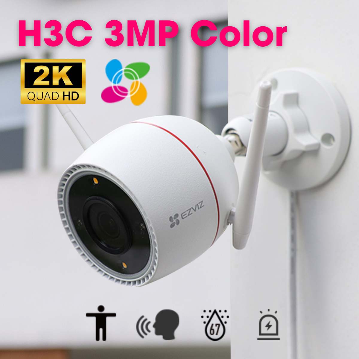 Camera Ezviz ngoài trời H3C 3MP 2K – Chống nước, AI thông minh, phát hiện con người, phòng vệ chủ động