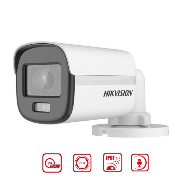 Camera thân ngoài trời TVI Hikvision DS-2CE12DF0T-FS 2MP, tích hợp mic, đèn trợ sáng 40m