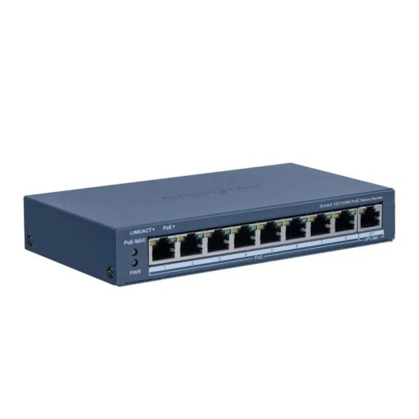 Switch chia mạng PoE 8 cổng Hikvision DS-3E1309P-EI/M công suất 60W, 8 cổng PoE RJ45 100Mbps, 1 cổng RJ45 Gigabit