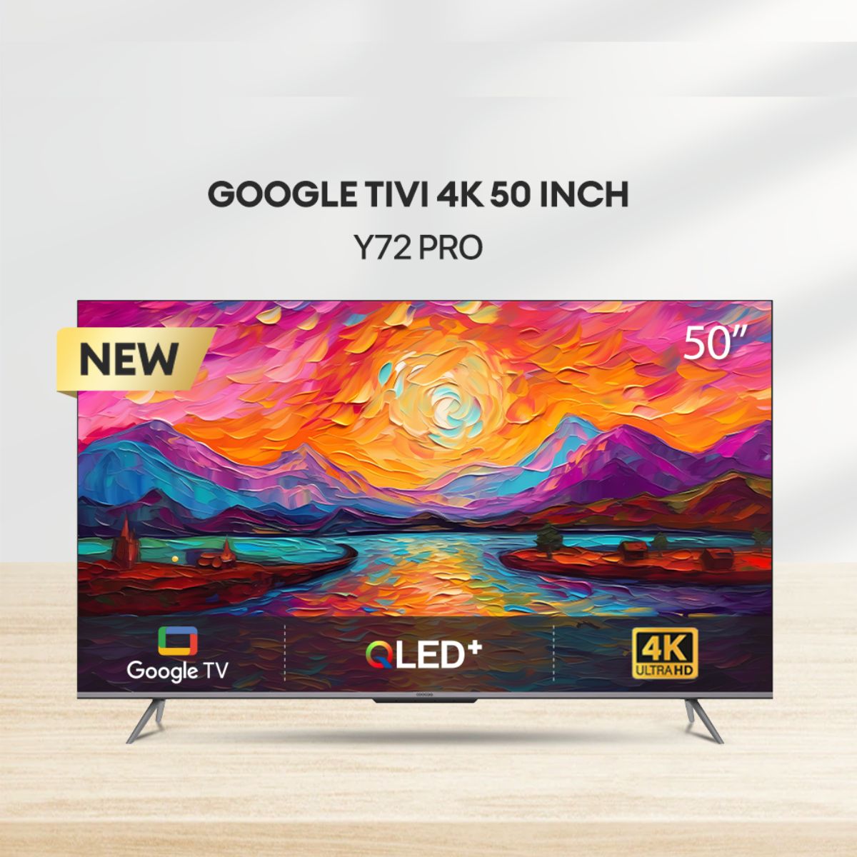 Google TV 50inch 4K QLED COOCAA 50Y72 PRO điều khiển bằng giọng nói, 2 loa 10W