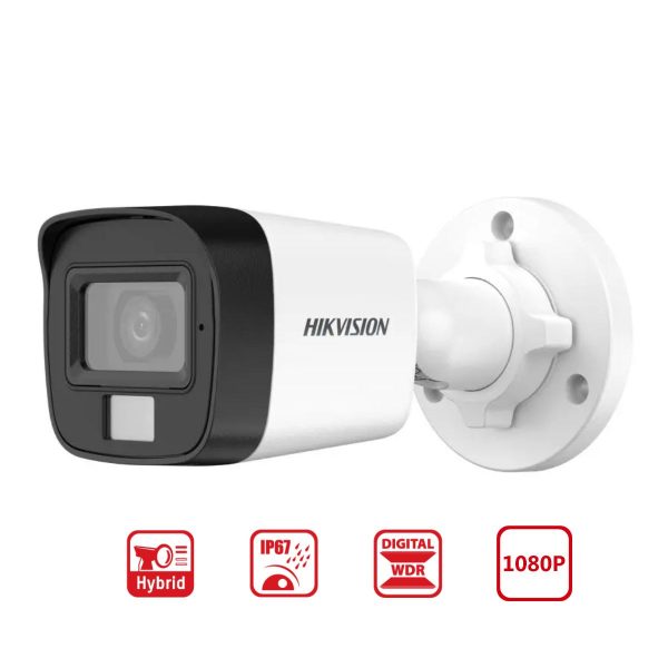 Camera ngoài trời Smart Hybrid light Hikvision DS-2CE16D0T-EXLPF 2MP 1080P, hồng ngoại 20m, ánh sáng trắng 20m