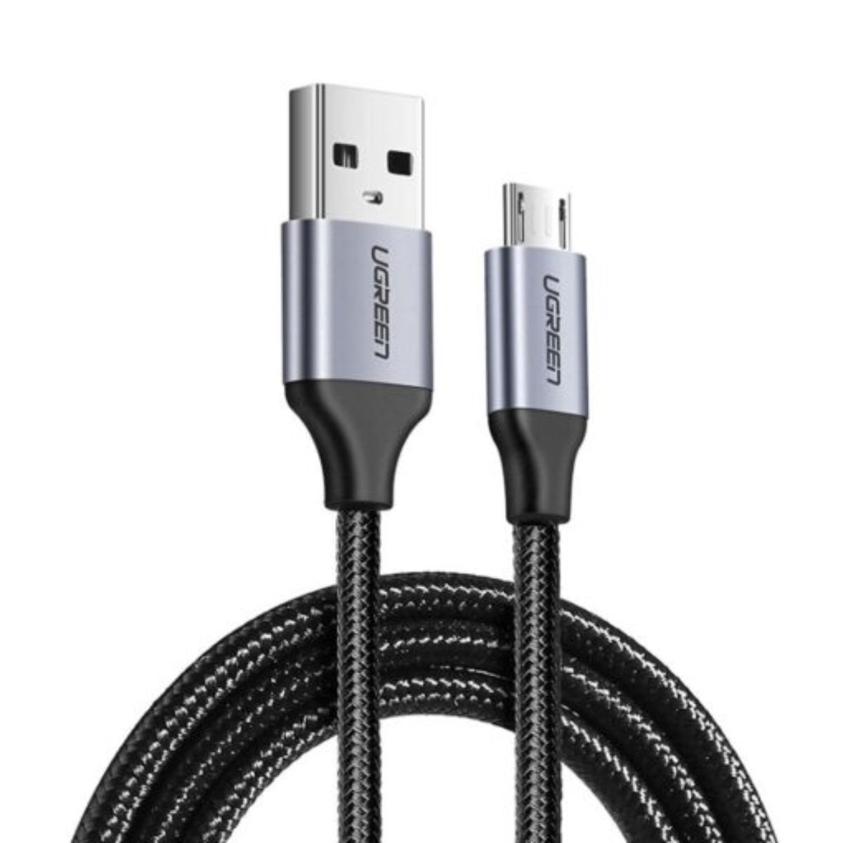 Cáp sạc nhanh 25cm Micro USB Ugreen 60144 US290 vỏ sợi bện siêu bền, màu đen