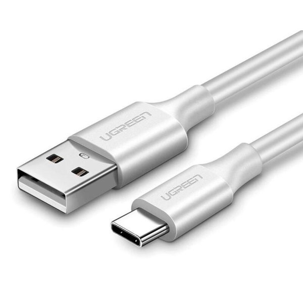 Cáp sạc USB 2.0 sang USB type C Ugreen 60122 US287 chiều dài 1.5m, màu trắng, hỗ trợ sạc nhanh 3A