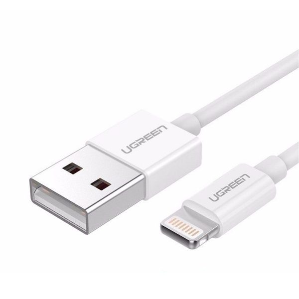 Cáp sạc dài 2m Lightning chuẩn MFi Ugreen 20730 US155 màu trắng, tốc độ cao lên đến 480Mbps