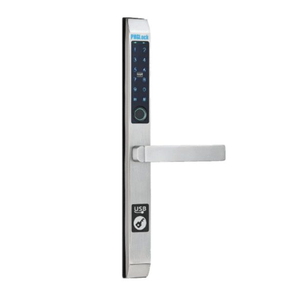 Khóa cửa vân tay cho cửa nhôm PHGLock FP5200 100 vân tay, 200 thẻ MI, 1 mã số, chìa cơ