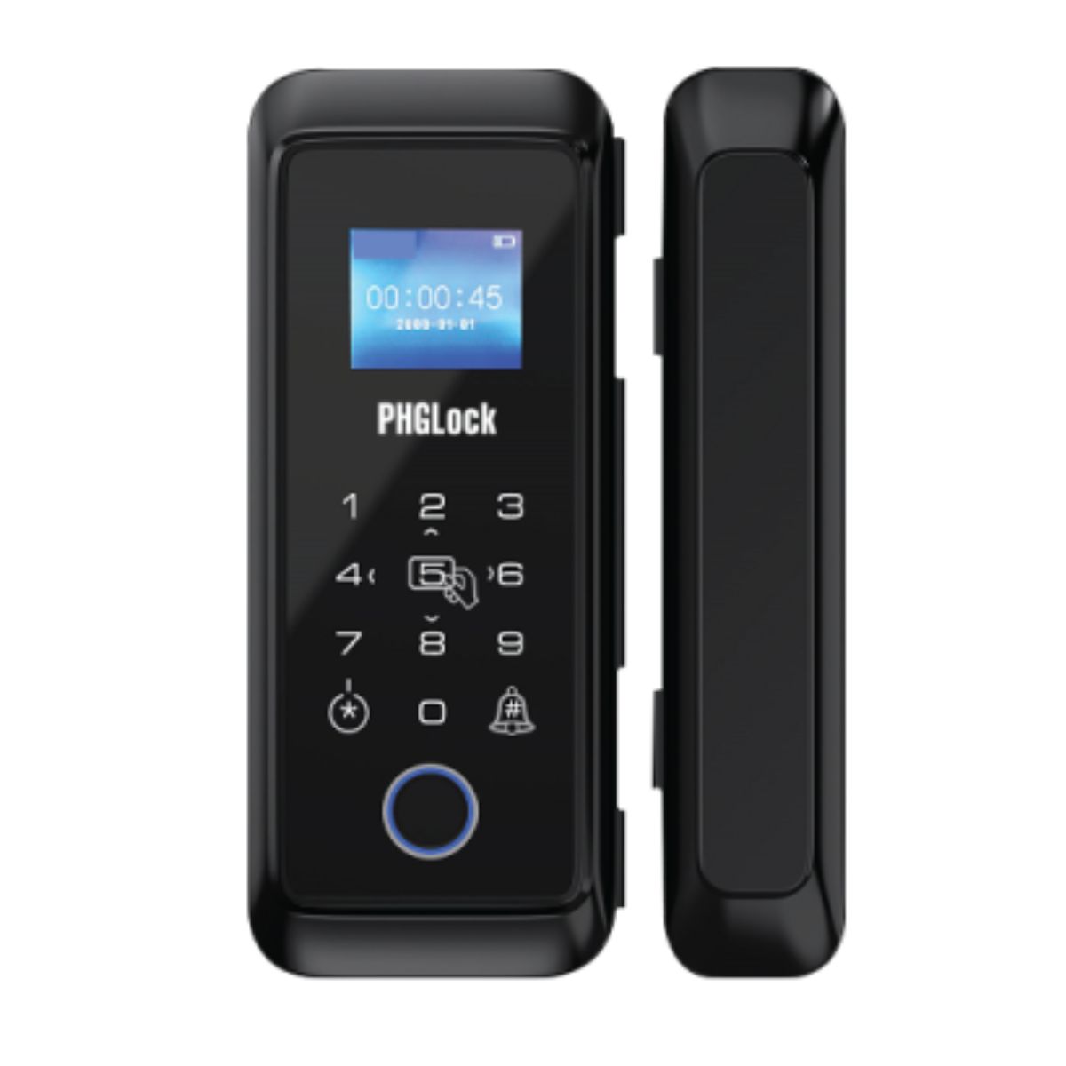 Khóa cửa kính thông minh PHGLock FG3604A màu đen, 300 vân tay, 400 thẻ từ, 02 mật mã, 50 remote và mở bằng APP