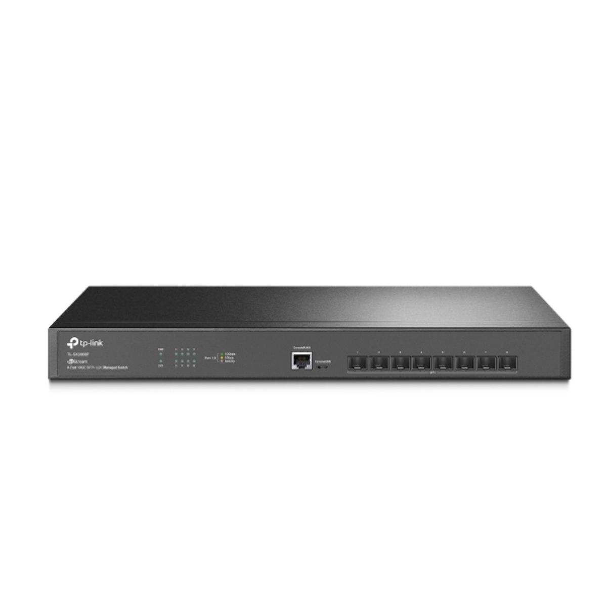 Thiết bị chuyển mạch switch 8 Cổng SFP+ 10 Gbps TP-Link TL-SX3008F tích hợp Omada, SDN, Định tuyến tĩnh