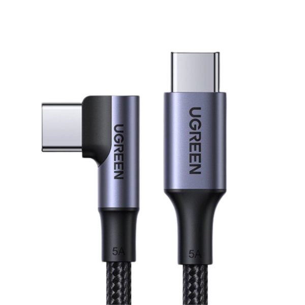Cáp sạc nhanh dài 3m USB type C bẻ góc vuông Ugreen 20583 US334 màu đen, hỗ trợ sạc nhanh 5A