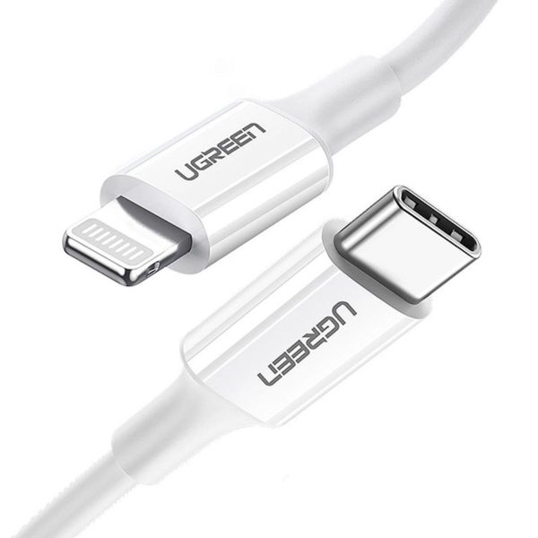 Cáp sạc 1m Lightning chuẩn MFi Ugreen 10493 US171 màu trắng, hỗ trợ sạc nhanh 3A