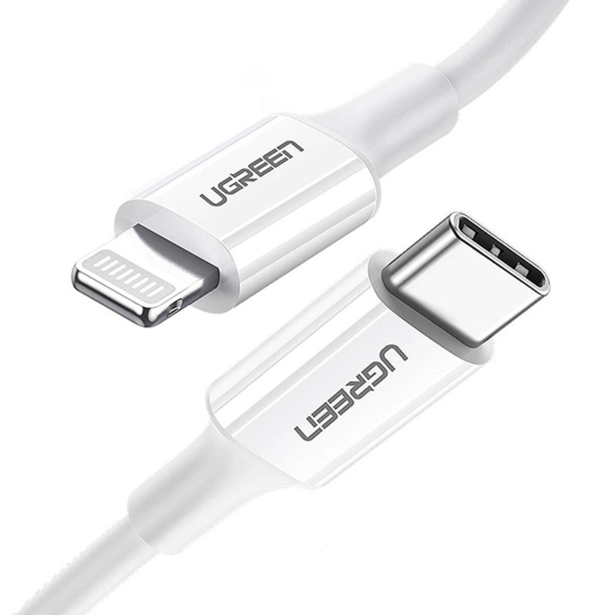 Cáp sạc 1m Lightning chuẩn MFi Ugreen 10493 US171 màu trắng, hỗ trợ sạc nhanh 3A