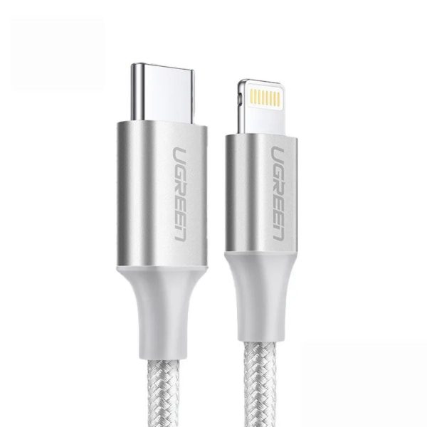 Cáp sạc nhanh 1m USB-C sang Lightning Ugreen 70523 US304 màu bạc, sạc nhanh 3A