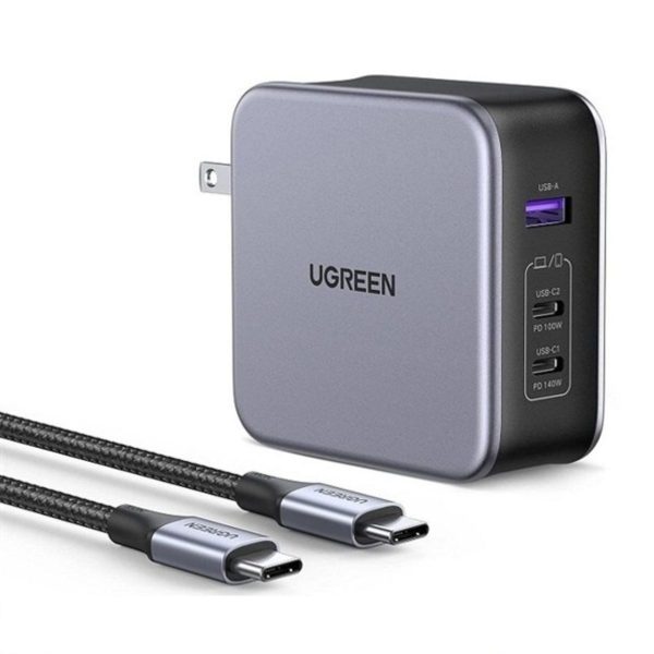 Củ sạc nhanh 140W GaN Ugreen 90548 CD289 2 cổng USB Type-C và 1 cổng USB Type-A