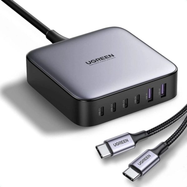 Bộ sạc Nexode GaN 200W EU Ugreen 40914 CD271 4 cổng USB Type-C và 2 cổng USB Type-A