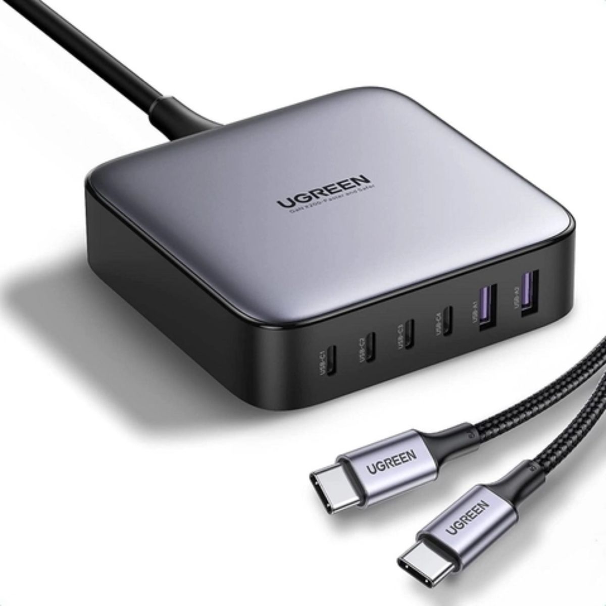 Bộ sạc Nexode GaN 200W EU Ugreen 40914 CD271 4 cổng USB Type-C và 2 cổng USB Type-A