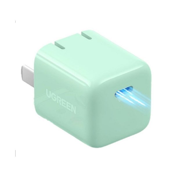 Củ sạc USB-C 20W Ugreen 60898 CD249 màu xanh nhạt, hỗ trợ sạc PD3.0