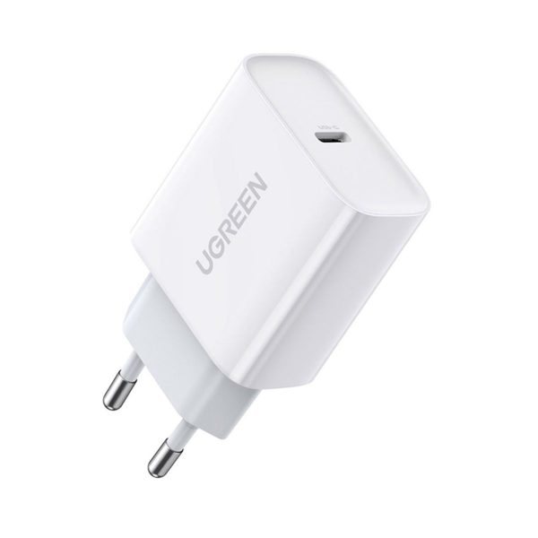 Bộ đổi nguồn sạc nhanh Ugreen 60450 CD137 màu trắng, USB-C 20W EU