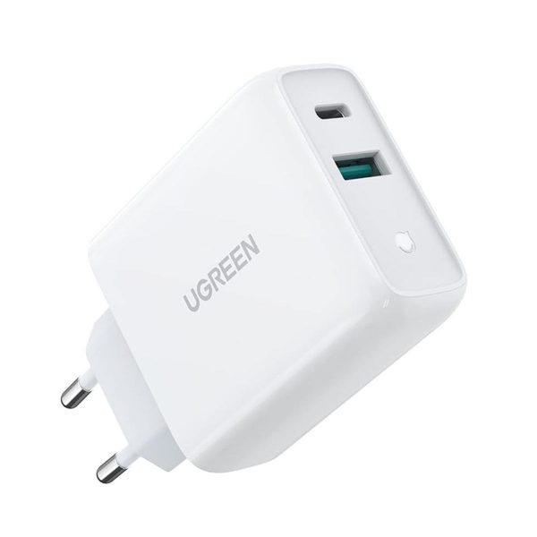 Củ sạc tường USB-C EU Ugreen 60468 CD170 màu trắng, công suất 36W