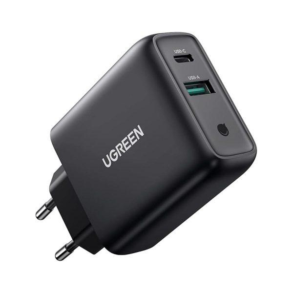 Bộ sạc nhanh Ugreen 10217 CD170 màu đen, công suất 36W, 1 cổng USB-C và 1 cổng USB-A