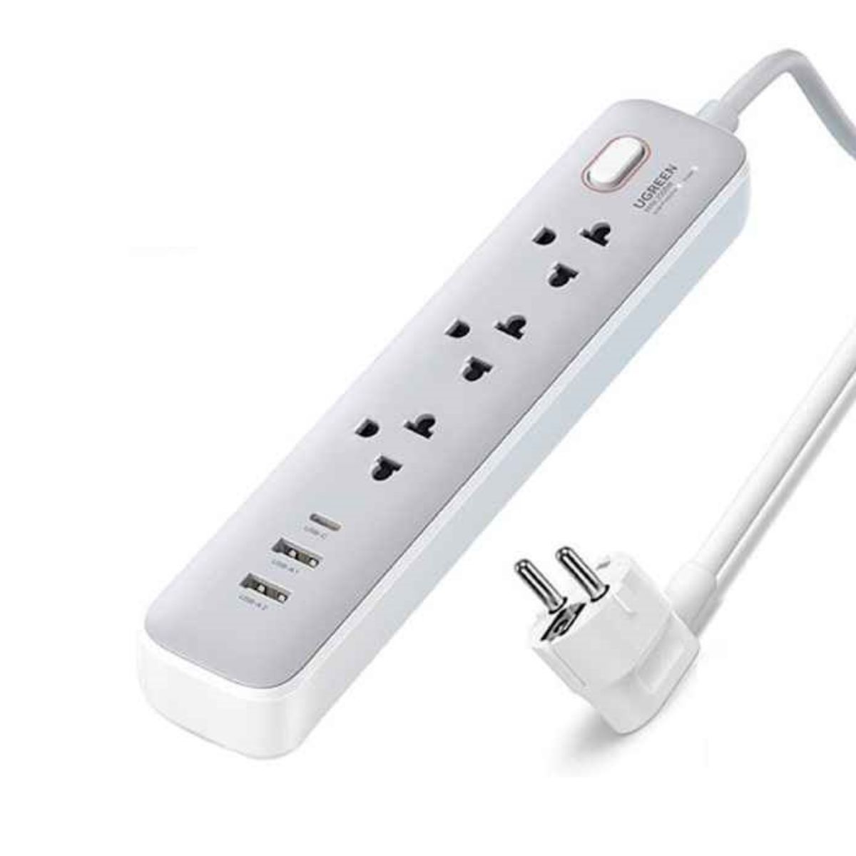 Ổ cắm điện đa năng Ugreen 15143 CD286 3 ổ cắm AC, 2 cổng USB A và 1 cổng USB C