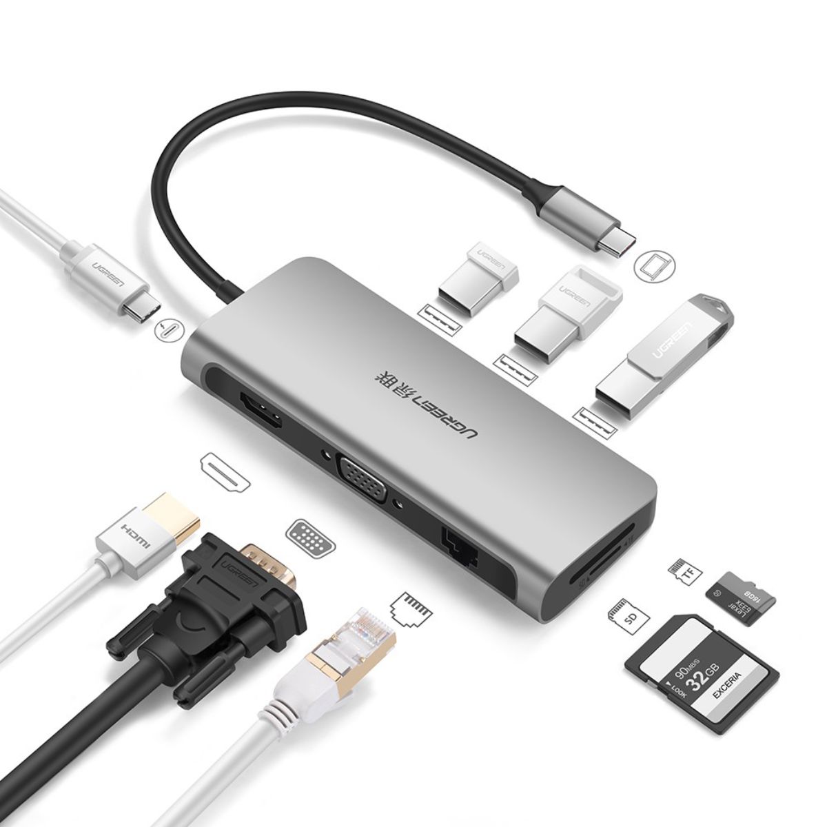 Bộ chuyển đổi Ugreen 40873 CM179 Type C sang USB 3.0 5Gbps