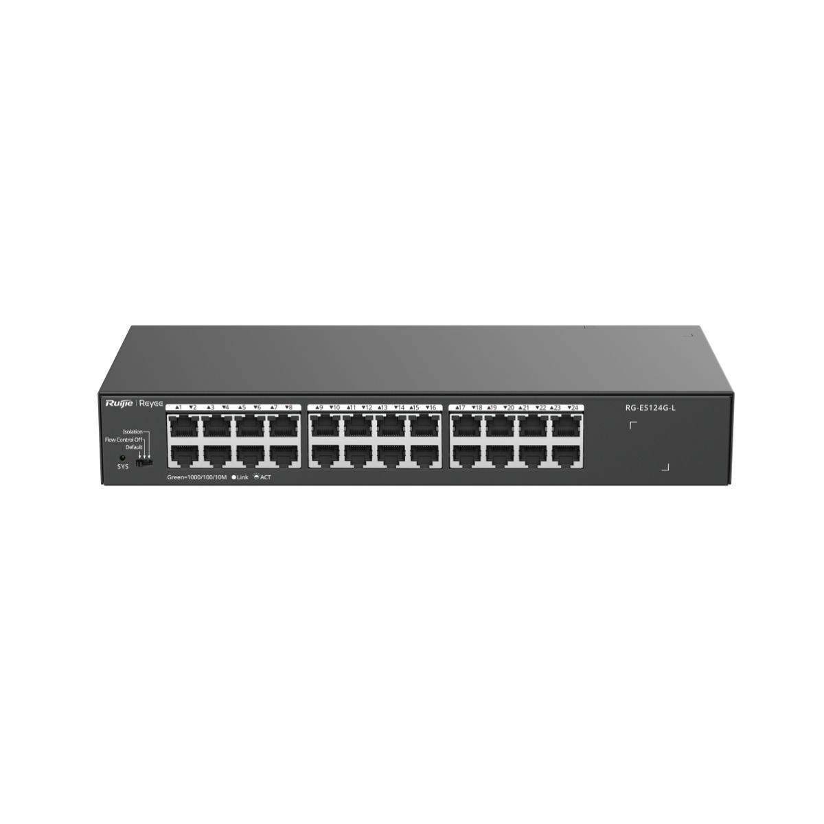 Thiết bị chia mạng Reyee RG-ES124G-L 24 cổng 10/100/1000 BASE-T, tốc độ 48Gbps, 100-240V AC, hỗ trợ gắn tủ Rack