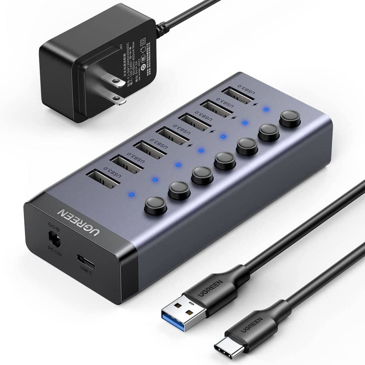 9823_bo_chia_7_in_1_ugreen_90307_cm481_thumb Bộ chia 7 in 1 Ugreen 90307 CM481 Type-A to USB-C 3.0, tốc độ 5Gbps, hỗ trợ plug and play 12V/2A