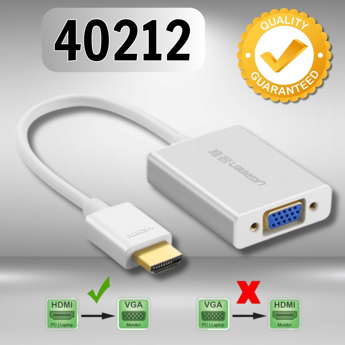 Cáp chuyển đổi HDMI to VGA có Audio Ugreen 40212 Chính hãng