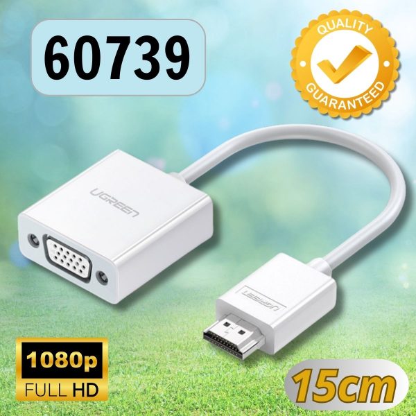 Bộ chuyển đổi HDMI sang VGA Ugreen 60739 không có Audio 1920*1080@60Hz(Max) Màu trắng