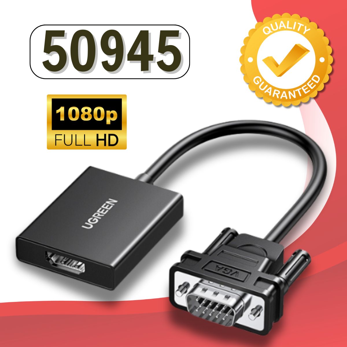 Cáp chuyển đổi VGA sang HDMI + Audio Ugreen 50945 1080P@60Hz CM269