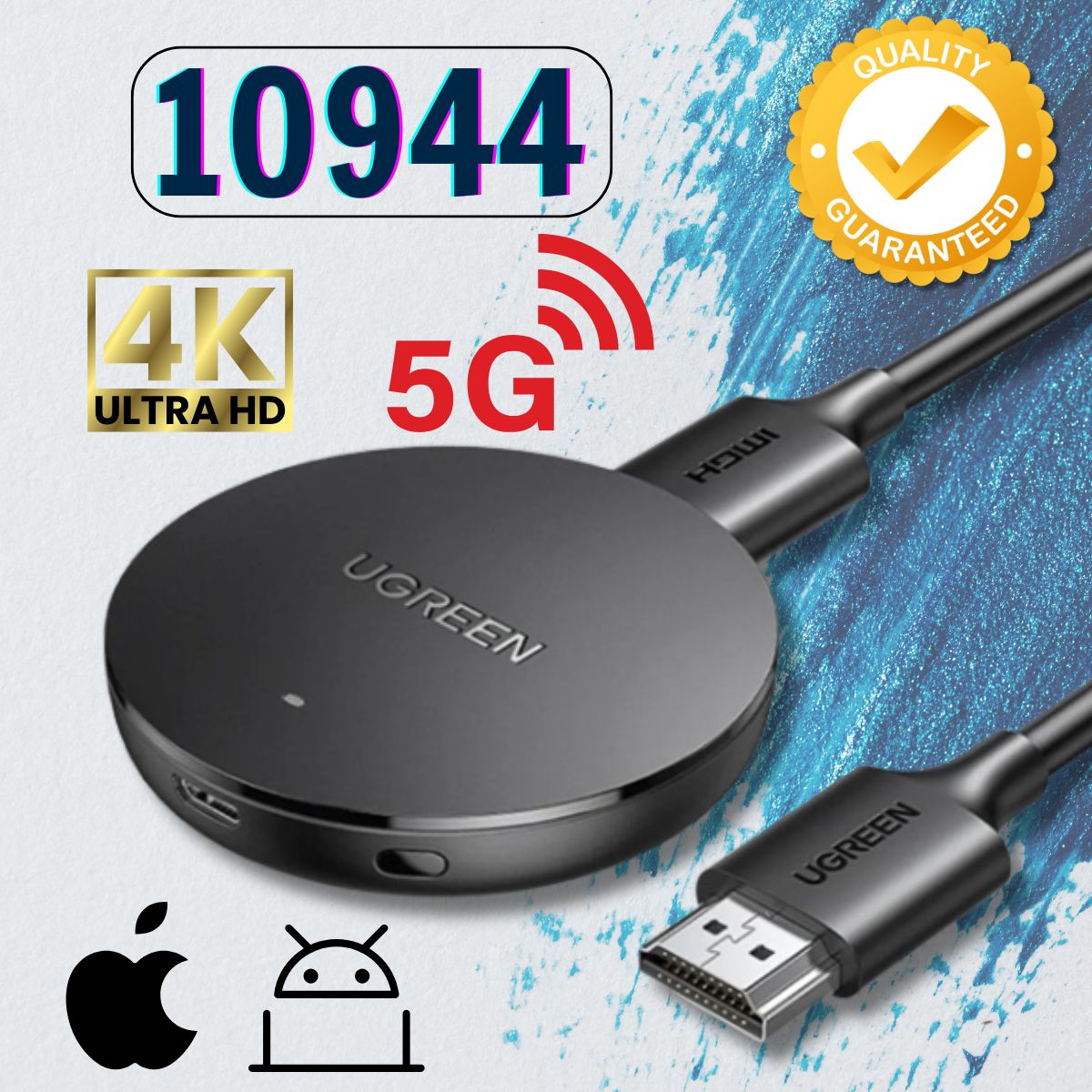 HDMI không dây cho Điện thoại, Máy tính bảng Android/iOS ra Tivi Ugreen 10944 WiFi 2.4G/5G 4K@30Hz