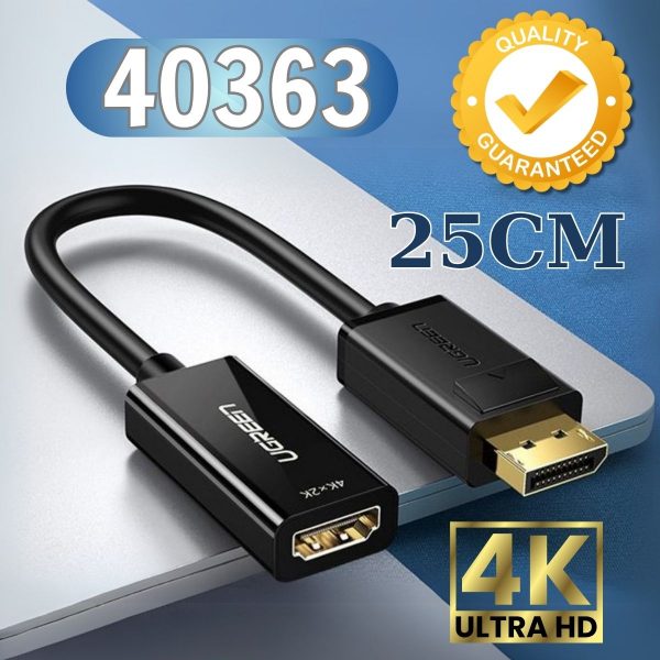 Cáp chuyển đổi Displayport to HDMI Ugreen 40363 Hỗ trợ 4K@30Hz