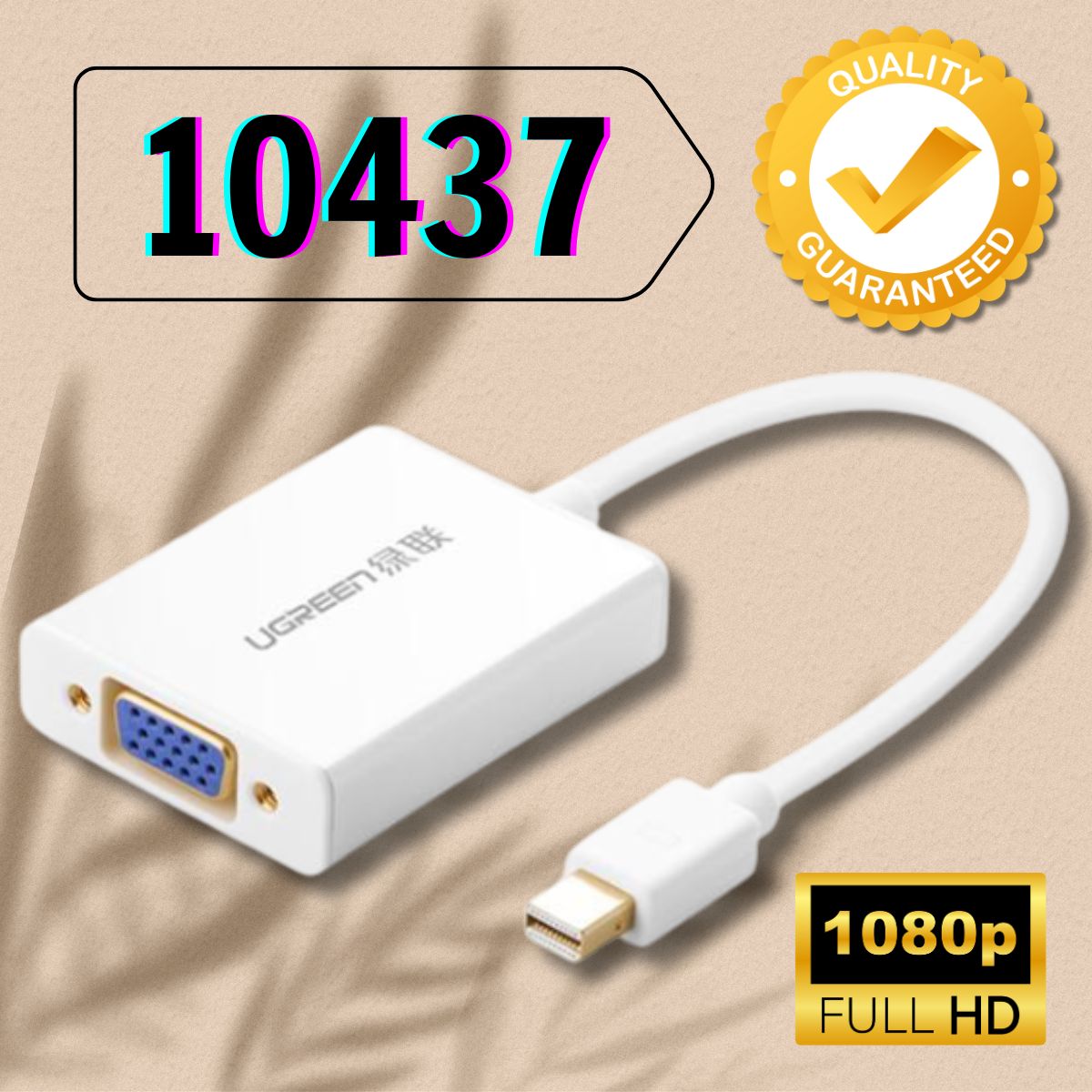 Cáp chuyển đổi Mini Displayport sang VGA + Audio Ugreen 10437 MD107 Hỗ trợ 1080p Vỏ nhôm