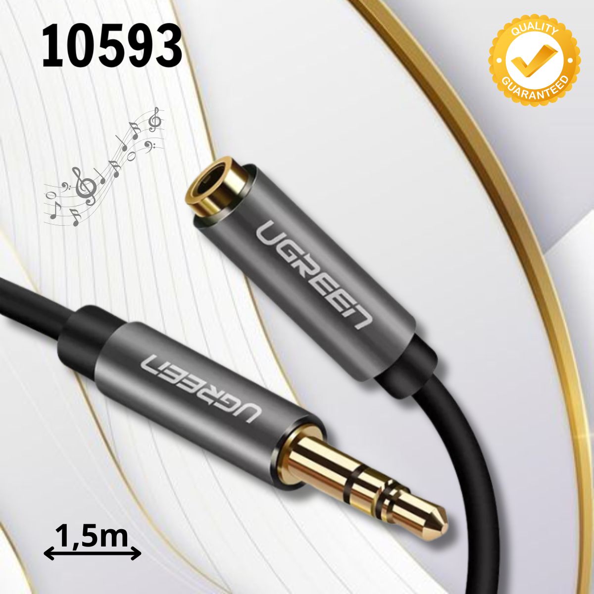 Cáp âm thanh 3.5mm nối dài Ugreen 10593 AV118 dài 1.5m màu Đen