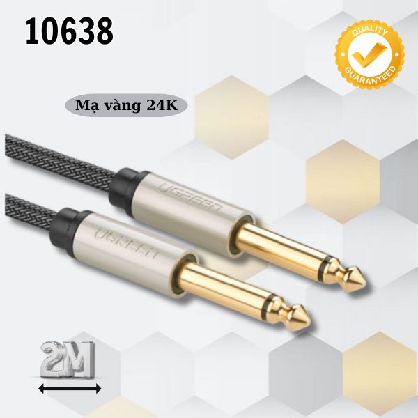 Cáp Audio 6.5mm dài 2m Ugreen 10638 mạ vàng 24K, Dẫn truyền tín hiệu nhanh chóng