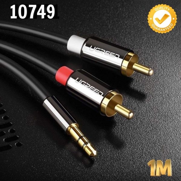 Cáp âm thanh 2 đầu Bông sen sang 3.5mm dương Ugreen 10749 1M màu đen, Mạ vàng