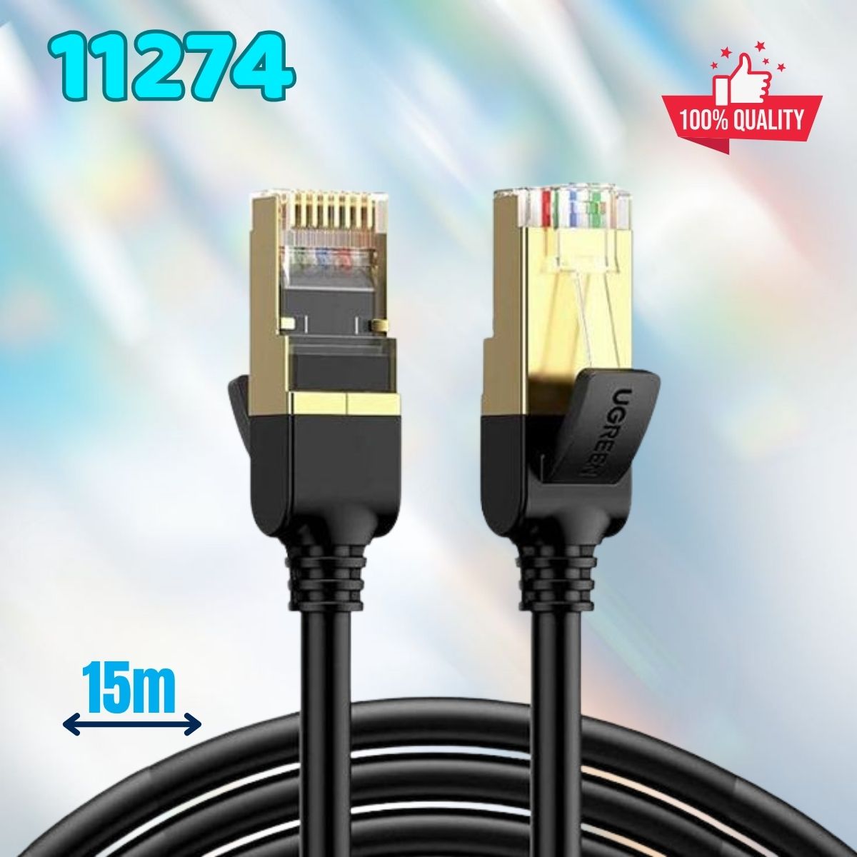 Cáp mạng đúc sẵn Cat7 dài 15m tròn chính hãng Ugreen 11274 Cao cấp