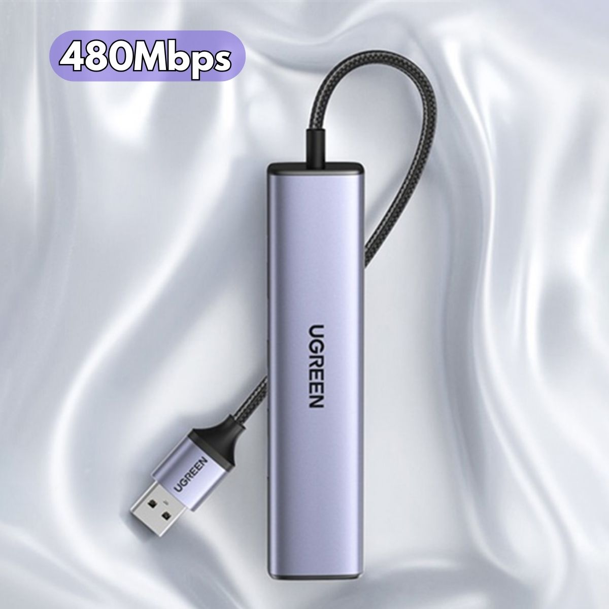 Bộ chia USB 2.0 ra 3 cổng USB 2.0 + Lan 10/100 Mbps Ugreen 20900 CM475, Tốc độ truyền 480Mbps