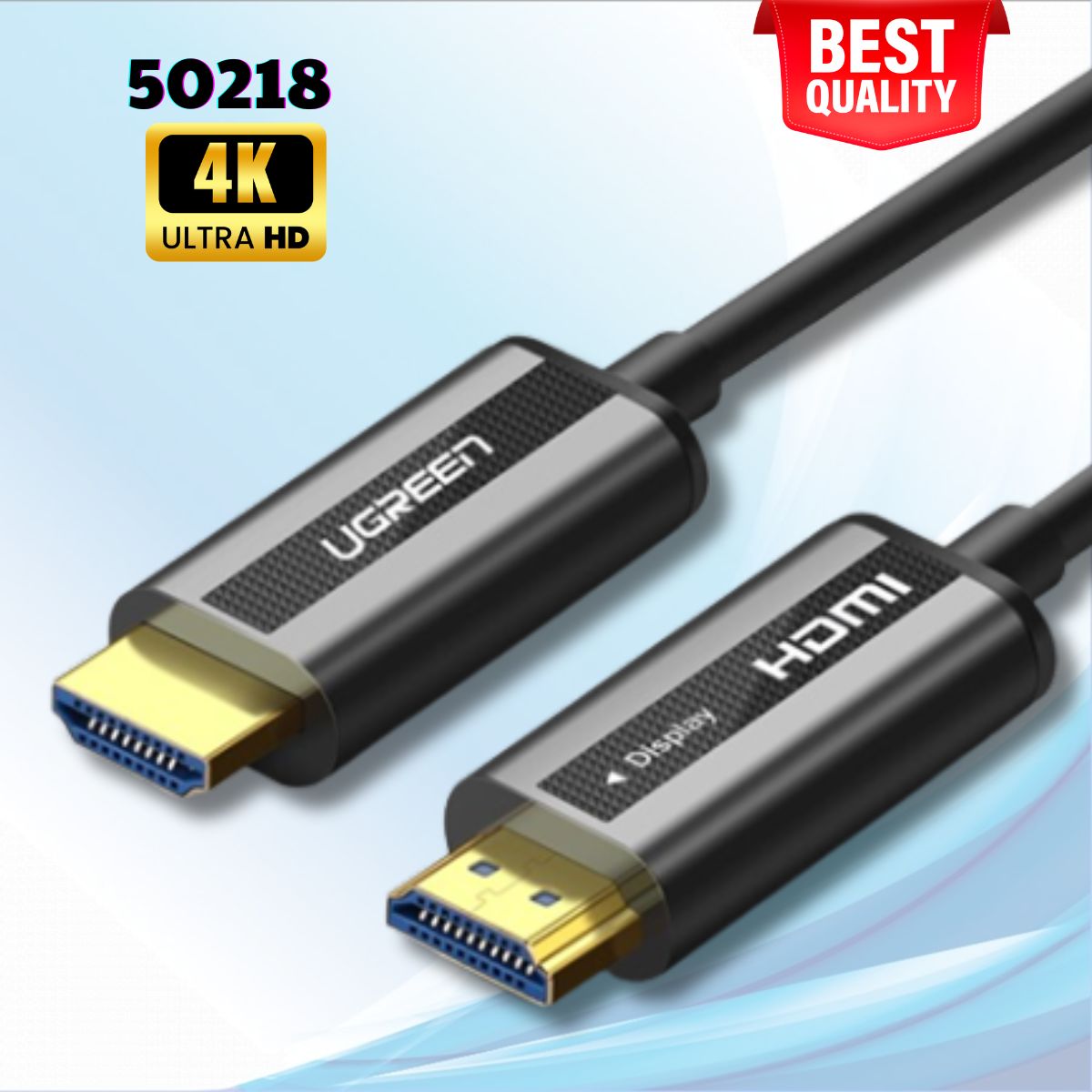 Cáp HDMI 2.0 Ugreen 50218 Sợi quang Dài 40M Hỗ trợ 4K@60Hz, 18Gbps, HDR Cao Cấp