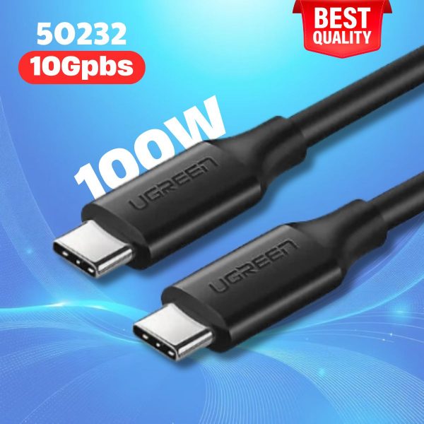 Cáp USB Type-C 3.1 Gen 2 Ugreen 50232 dài 1m, Hợp kim mạ Nickel, Lõi đạt chuẩn 32/22AWG
