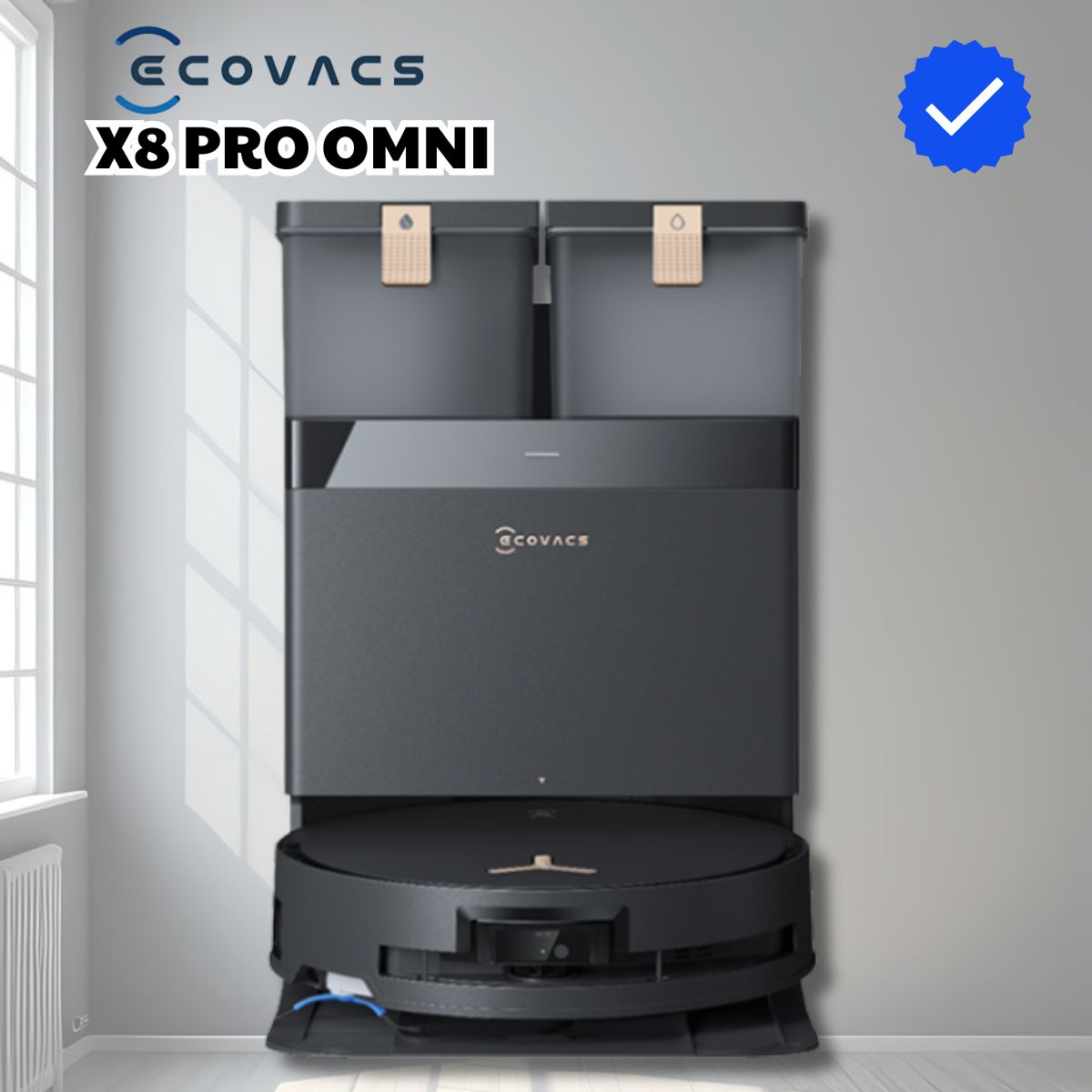 Máy hút lau nhà Ecovacs X8 PRO OMNI Lực hút khủng lên tới 18.000Pa