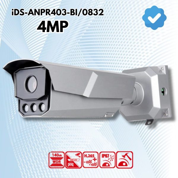 Camera IP Hikvision iDS-ANPR403-BI/0832 4MP Nhận diện biển số xe từ 5–120km/h, Hồng ngoại 60m,  IP67, IK10