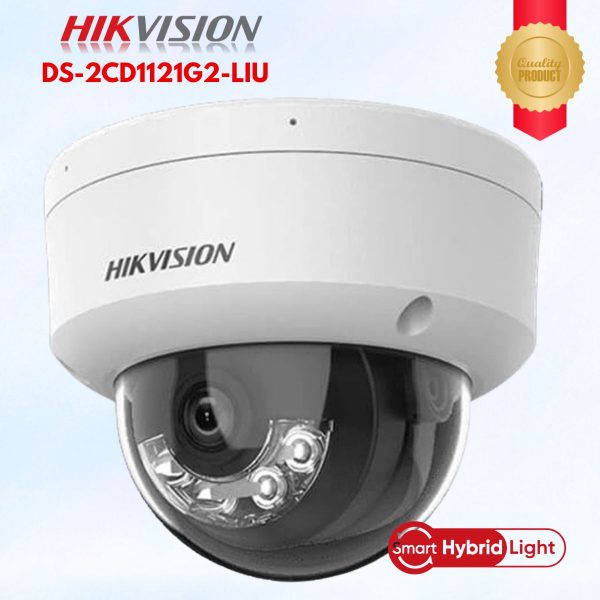 Camera Dome IP 2MP Hikvision DS-2CD1121G2-LIU Công nghệ Smart Hybrid Light, Tích hợp Mic, Phát hiện người & phương tiện